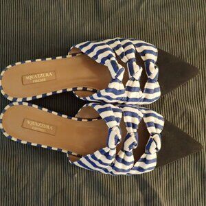 Aquazzura Canvas Striped Mules